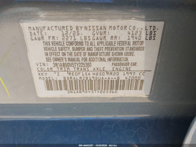 Продаж на аукціоні авто 2026 Nissan Sentra Sr, vin: 3N1AB9DV5TY225360, номер лоту: 46402297