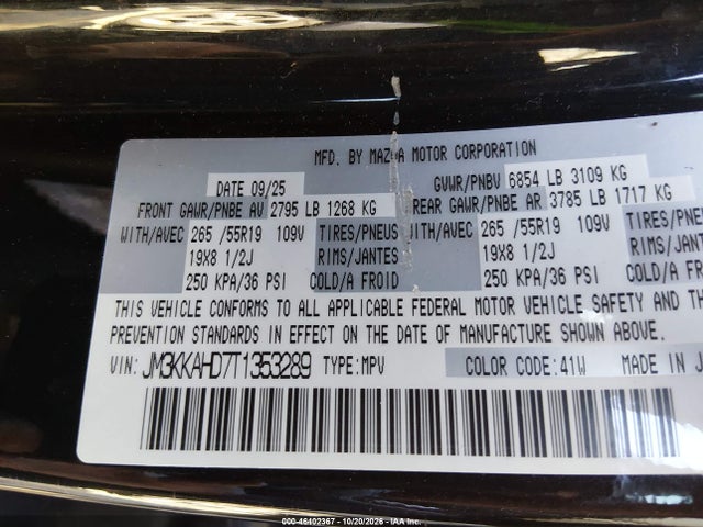 Продажа на аукционе авто 2026 Mazda Cx-90 3.3 Turbo Select, vin: JM3KKAHD7T1353289, номер лота: 46402367