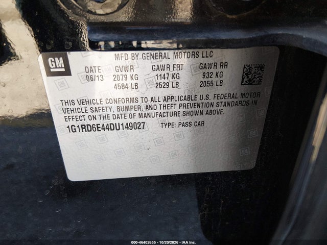 Aukcja sprzedaży 2013 Chevrolet Volt, vin: 1G1RD6E44DU149027, numer aukcji: 46402655