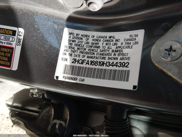 Продаж на аукціоні авто 2009 Honda Civic Ex, vin: 2HGFA16819H344392, номер лоту: 46403093