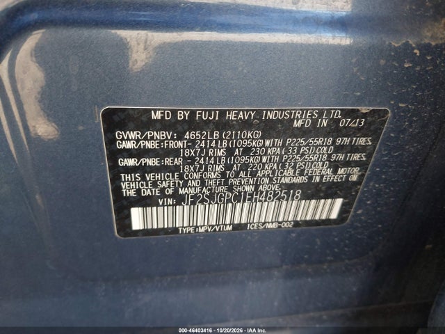 Auction sale of the 2014 Subaru Forester 2.0xt Touring, vin: JF2SJGPC1EH482518, lot number: 46403416