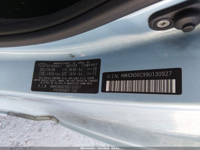 Aukcja sprzedaży 2009 Hyundai Accent Se, vin: KMHCN36C99U130927, numer aukcji: 46404082