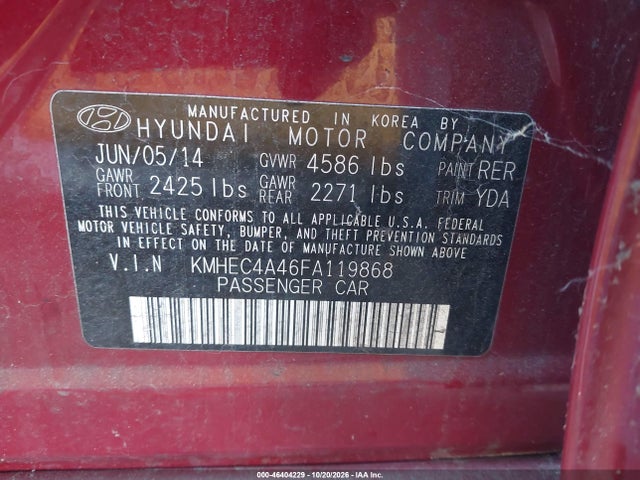 KMHEC4A46FA119868 Hyundai Sonata Hybrid Limited