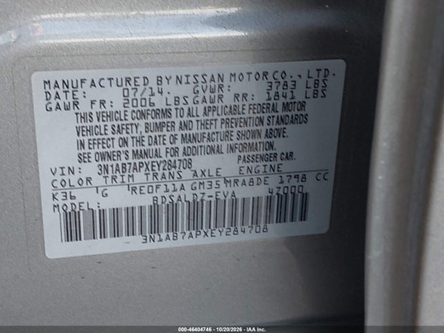 Nissan SENTRA SV 2014 3N1AB7APXEY284708 Image 9
