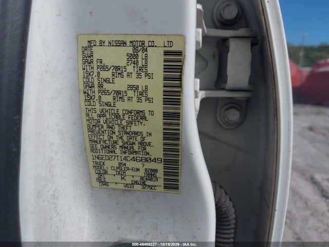 Aukcja sprzedaży 2004 Nissan Frontier Xe-v6, vin: 1N6ED27T14C468049, numer aukcji: 46405227