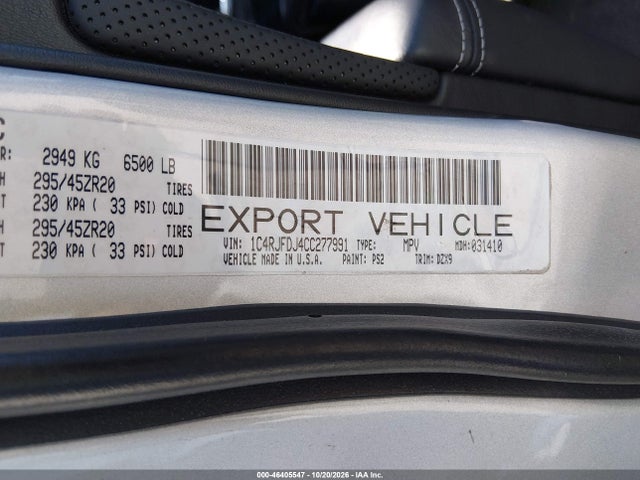 Aukcja sprzedaży 2012 Jeep Grand Cherokee Srt8, vin: 1C4RJFDJ4CC277991, numer aukcji: 46405547