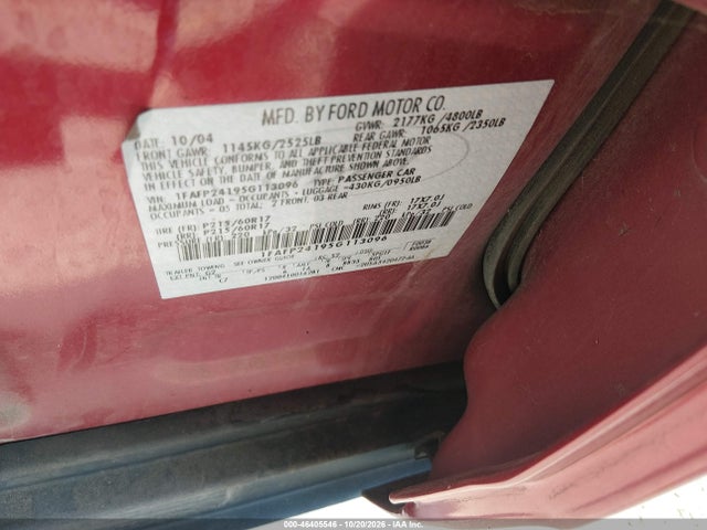 Продаж на аукціоні авто 2005 Ford Five Hundred Sel, vin: 1FAFP24195G113096, номер лоту: 46405546