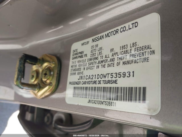 Продажа на аукционе авто 1998 Nissan Maxima Gle/gxe/se, vin: JN1CA21D0WT535931, номер лота: 46405572
