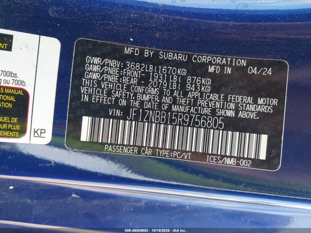 Aukcja sprzedaży 2024 Toyota Gr86, vin: JF1ZNBB15R9756805, numer aukcji: 46405692