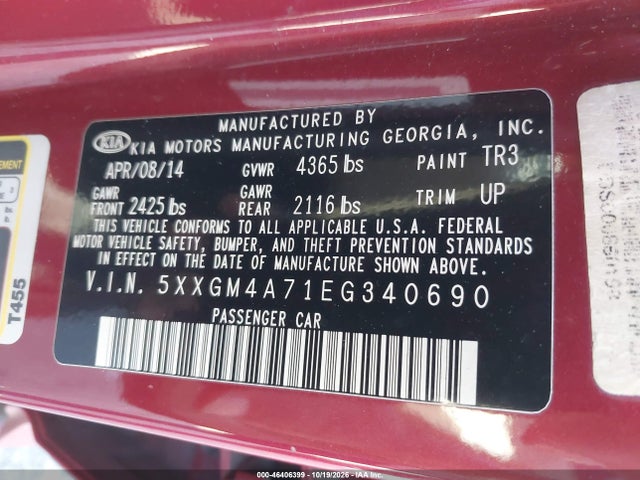 KIA Optima Lx 2014 5XXGM4A71EG340690 Image 9