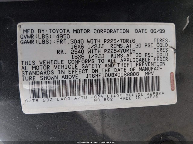 Продаж на аукціоні авто 1999 Lexus Rx 300, vin: JT6HF10U8X0088808, номер лоту: 46406614