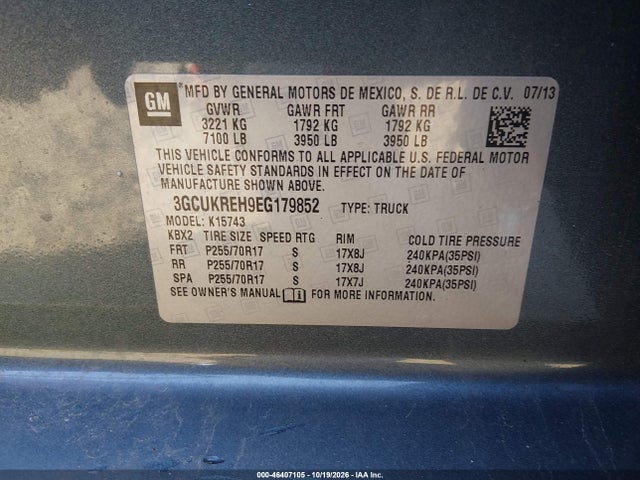 46407105 :رقم المزاد ، 3GCUKREH9EG179852 vin ، 2014 Chevrolet Silverado 1500 1lt مزاد بيع