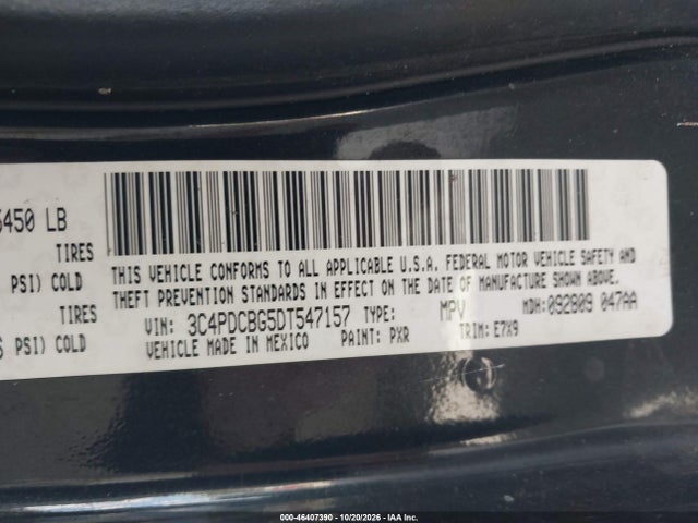 Продаж на аукціоні авто 2013 Dodge Journey Sxt, vin: 3C4PDCBG5DT547157, номер лоту: 46407390