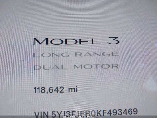 Tesla Model 3 Long Range/performance 2019 5YJ3E1EB0KF493469 Image 7