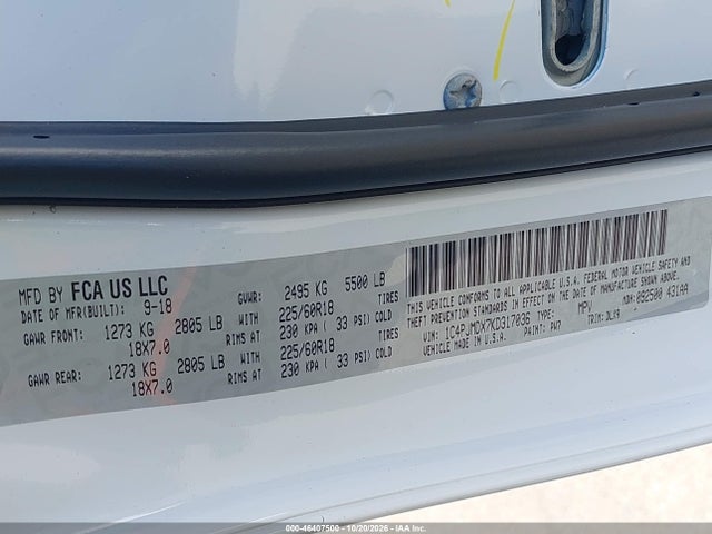 2019 Jeep Cherokee Limited 4x4 მანქანა იყიდება აუქციონზე, vin: 1C4PJMDX7KD317036, აუქციონის ნომერი: 46407500