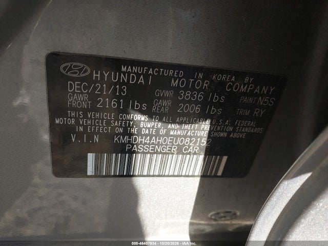 Продаж на аукціоні авто 2014 Hyundai Elantra Sport, vin: KMHDH4AH0EU082152, номер лоту: 46407934