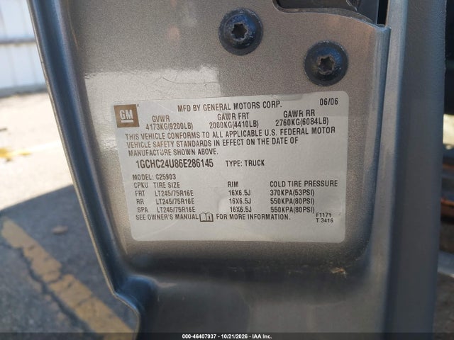 46407937 :رقم المزاد ، 1GCHC24U86E286145 vin ، 2006 Chevrolet Silverado 2500hd Work Truck مزاد بيع