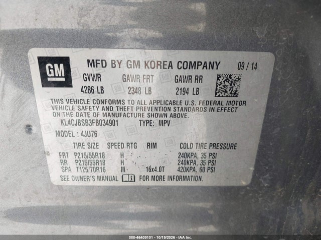 Buick Encore Convenience 2015 KL4CJBSB3FB034901 Image 9