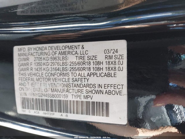 46409176 :رقم المزاد ، 5FNYG2H45SB000159 vin ، 2025 Honda Pilot 2wd Ex-l مزاد بيع