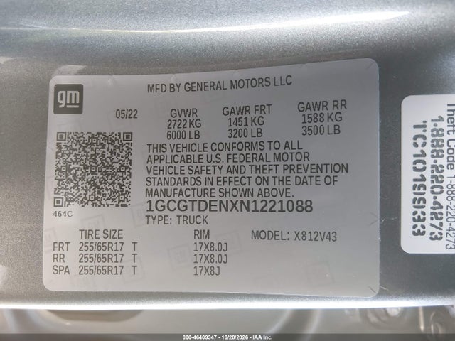 Chevrolet Colorado 4wd Long Box Z71 2022 1GCGTDENXN1221088 Image 9