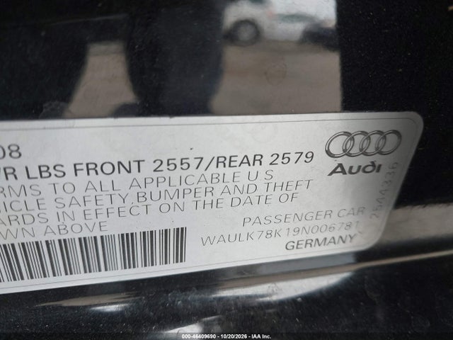 Продажа на аукционе авто 2009 Audi A4 3.2 Premium Plus, vin: WAULK78K19N006781, номер лота: 46409690