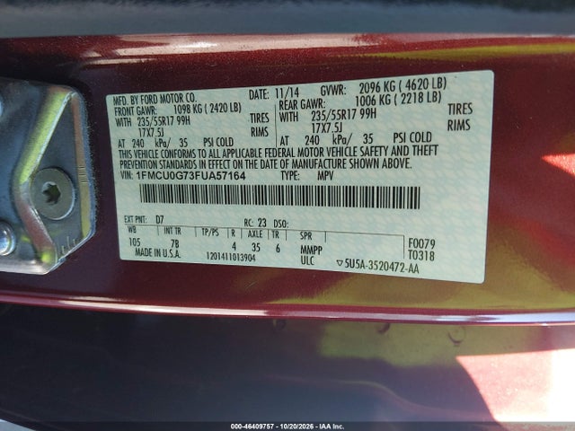 Aukcja sprzedaży 2015 Ford Escape Se, vin: 1FMCU0G73FUA57164, numer aukcji: 46409757