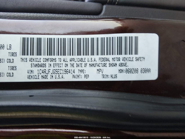 Продаж на аукціоні авто 2014 Jeep Grand Cherokee Summit, vin: 1C4RJFJG5EC196414, номер лоту: 46410015