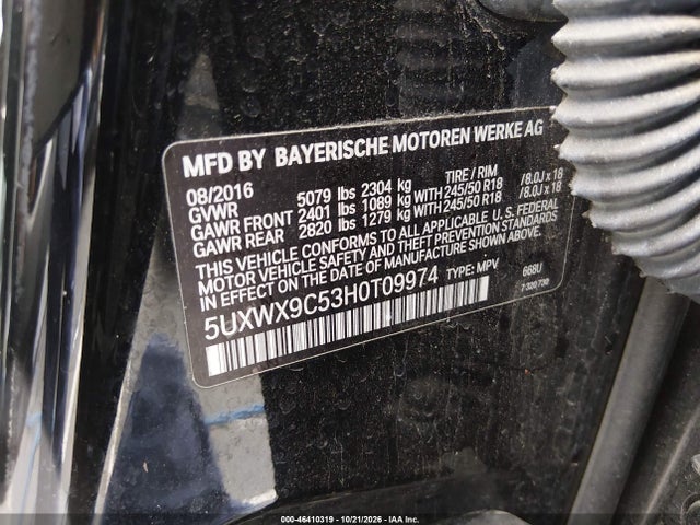 5UXWX9C53H0T09974 BMW X3 Xdrive28i