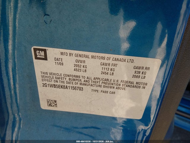 Продаж на аукціоні авто 2010 Chevrolet Impala Lt, vin: 2G1WB5EK8A1156703, номер лоту: 46410338