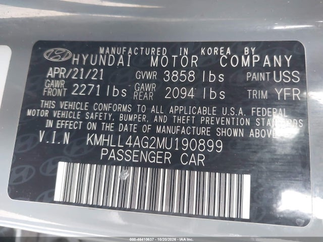 Продаж на аукціоні авто 2021 Hyundai Elantra Se, vin: KMHLL4AG2MU190899, номер лоту: 46410637