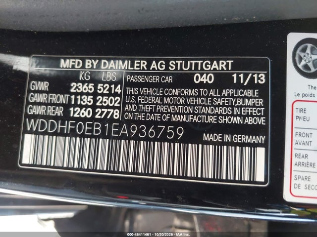 2014 Mercedes-benz E 250 Bluetec მანქანა იყიდება აუქციონზე, vin: WDDHF0EB1EA936759, აუქციონის ნომერი: 46411461