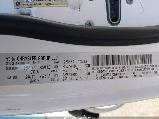 46411628 :رقم المزاد ، 1C4NJPBAXFD126028 vin ، 2015 Jeep Patriot Sport مزاد بيع