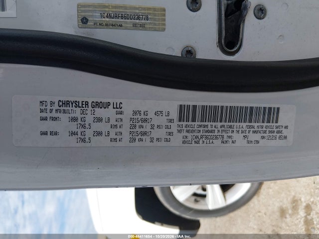 2013 Jeep Patriot Latitude მანქანა იყიდება აუქციონზე, vin: 1C4NJRFB6DD236778, აუქციონის ნომერი: 46411654