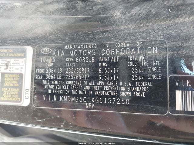 KNDMB5C1XG6157250 KIA SEDONA LX