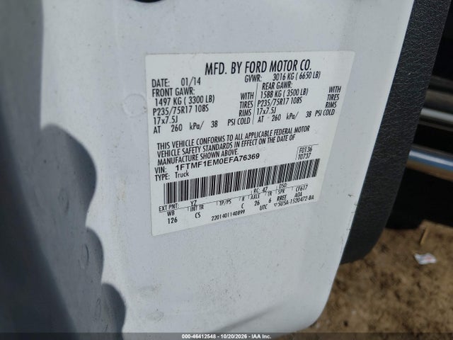 Aukcja sprzedaży 2014 Ford F-150 Xl, vin: 1FTMF1EM0EFA76369, numer aukcji: 46412548