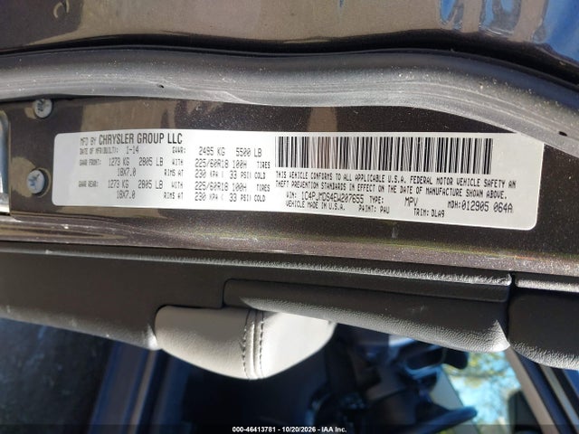 2014 Jeep Cherokee Limited მანქანა იყიდება აუქციონზე, vin: 1C4PJMDS4EW207655, აუქციონის ნომერი: 46413781