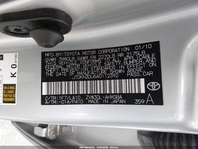 Продаж на аукціоні авто 2010 Toyota Prius V, vin: JTDKN3DU6A0112392, номер лоту: 46414704