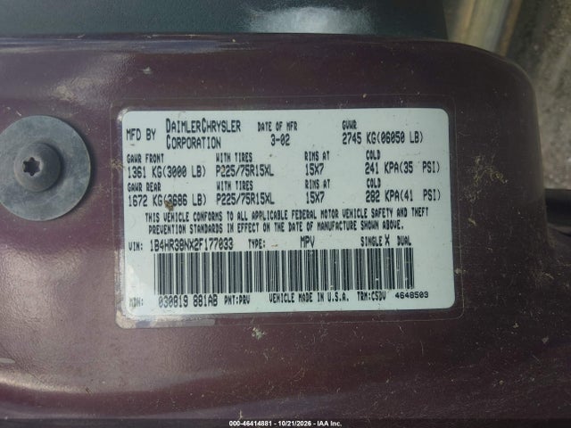 Aukcja sprzedaży 2002 Dodge Durango Sport, vin: 1B4HR38NX2F177033, numer aukcji: 46414881