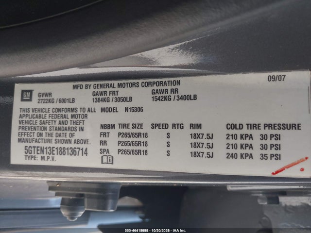 Продажа на аукционе авто 2008 Hummer H3 Suv H3x, vin: 5GTEN13E188136714, номер лота: 46415655
