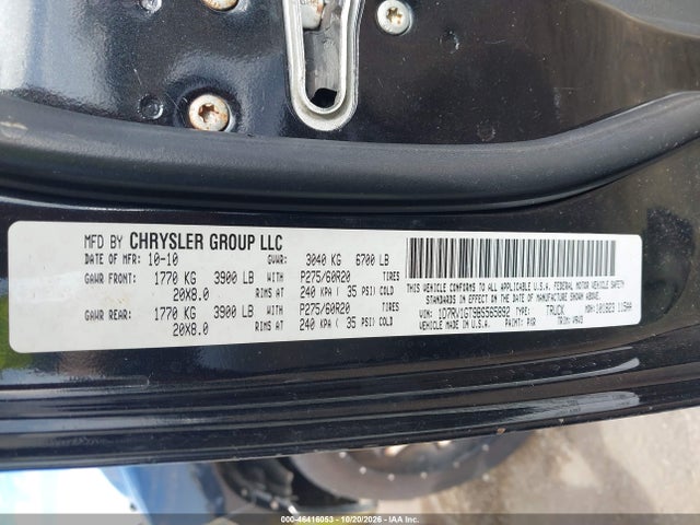 2011 Ram Ram 1500 Slt მანქანა იყიდება აუქციონზე, vin: 1D7RV1GT9BS565892, აუქციონის ნომერი: 46416053