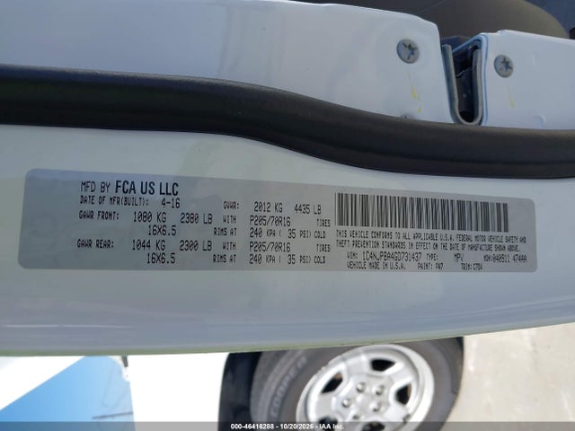 Aukcja sprzedaży 2016 Jeep Patriot Sport, vin: 1C4NJPBA4GD731437, numer aukcji: 46416288