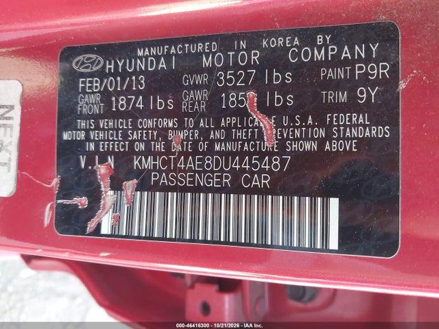 Aukcja sprzedaży 2013 Hyundai Accent Gls, vin: KMHCT4AE8DU445487, numer aukcji: 46416300