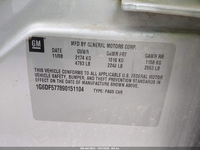 Продаж на аукціоні авто 2009 Cadillac Cts Standard, vin: 1G6DF577890151104, номер лоту: 46416522