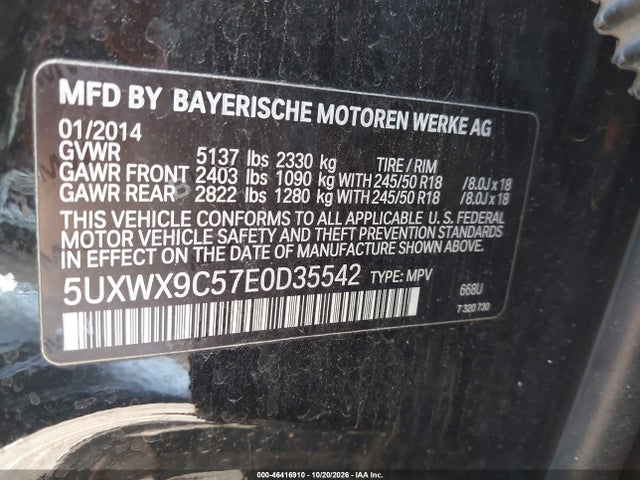 BMW X3 Xdrive28i 2014 5UXWX9C57E0D35542 Image 9