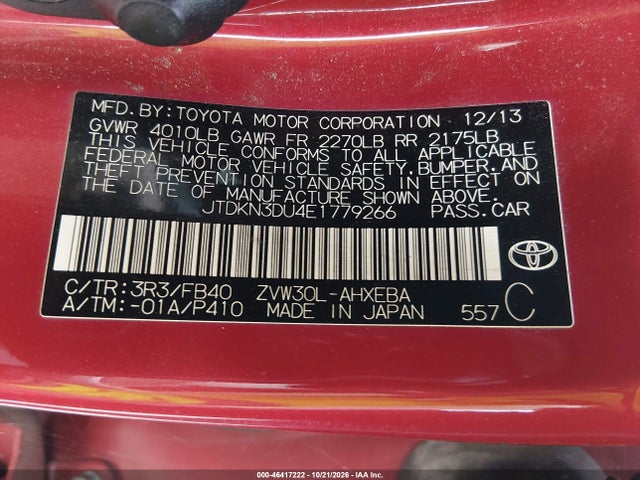 JTDKN3DU4E1779266 Toyota Prius Two