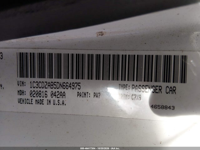 Продаж на аукціоні авто 2013 Dodge Avenger Se, vin: 1C3CDZAB5DN664975, номер лоту: 46417304