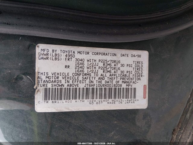 Продаж на аукціоні авто 1999 Lexus Rx 300, vin: JT6HF10U8X0018208, номер лоту: 46417306