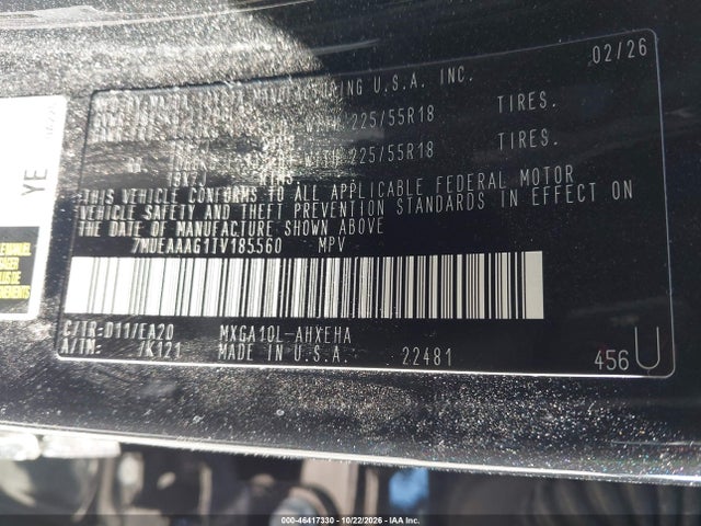 46417330 :رقم المزاد ، 7MUEAAAG1TV185560 vin ، 2026 Toyota Corolla Cross Xle مزاد بيع