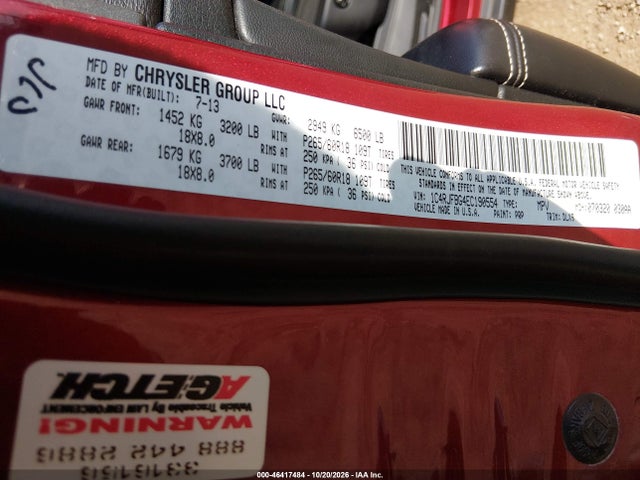 Продаж на аукціоні авто 2014 Jeep Grand Cherokee Limited, vin: 1C4RJFBG4EC190554, номер лоту: 46417484