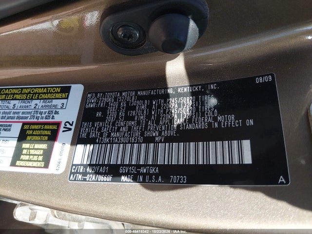 Продаж на аукціоні авто 2009 Toyota Venza Base V6, vin: 4T3BK11A39U018310, номер лоту: 46418342